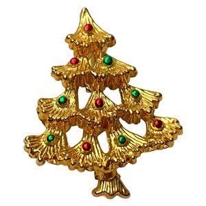 Vintage AAI Gold Toned Christmas Brooch Pin‎